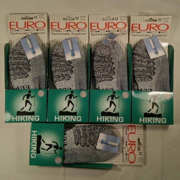 Eurosock Accessories - 5-Pk Quarter Euro Socks Navy Hiking Unisex M Med